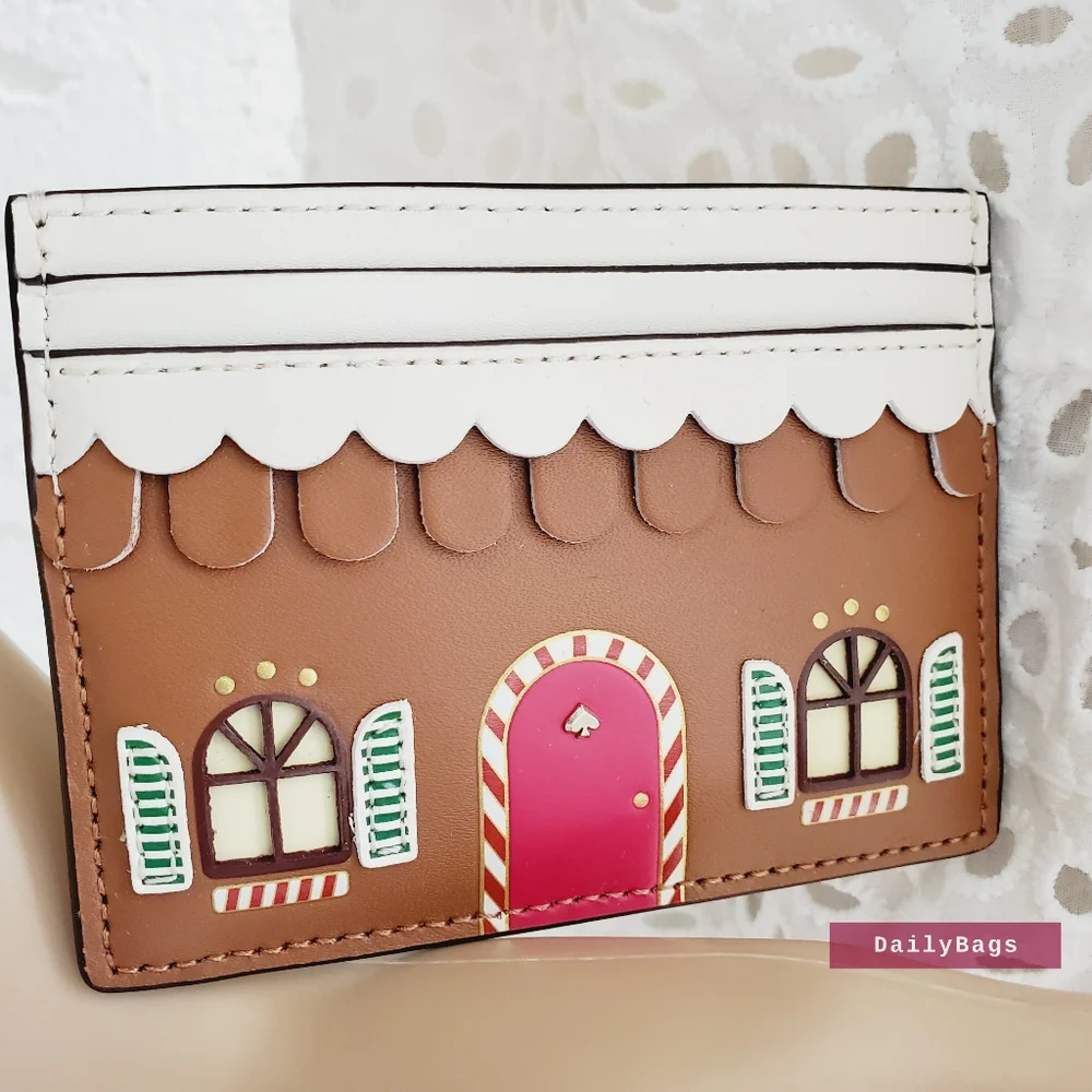 BEAUTIFUL NWT KATE SPADE SMALL SLIM CARD HOLDER GINGERBREAD MULTI BROWN MULTI - Picture 1 of 6